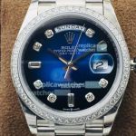 EW Factory Rolex Day Date SS D-Blue Men's Replica Watch 36MM